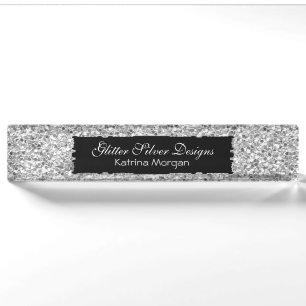 Glitter Silver Elegance Nameplate
