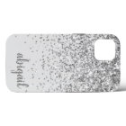 Glitter Silver Elegant Modern Monogram Name