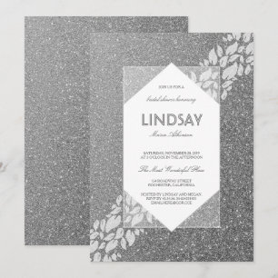 Glitter Silver Elegant Vintage Fab Bridal Shower Invitation