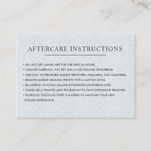 Glitter Silver eyelash brow aftercare Instructions Business Card