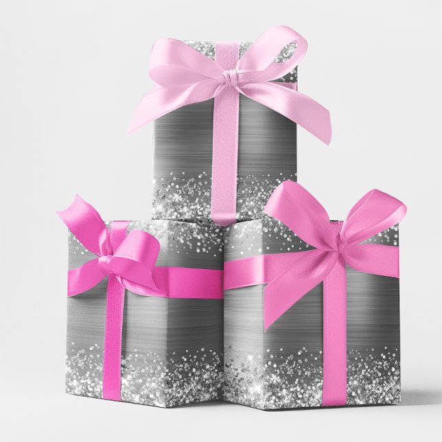 Glitter Silver Faux Foil Wrapping Paper (Glitter Silver Faux Foil Wrapping Paper)