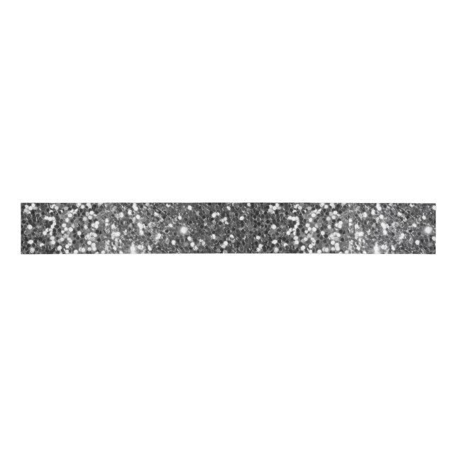 Glitter Silver Faux Sequin Grosgrain Ribbon (Front)