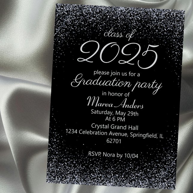 Glitter silver graduation Invitation (Creator Uploaded)