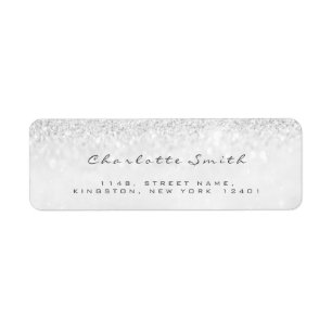 Glitter Silver Grey Girly RSVP Return Address