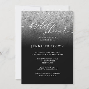Glitter Silver SPARKle Bridal Shower Signature Invitation