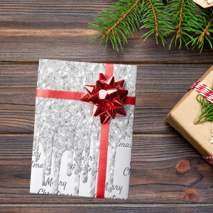Glitter silver sparkle Christmas Xmas Wrapping Paper