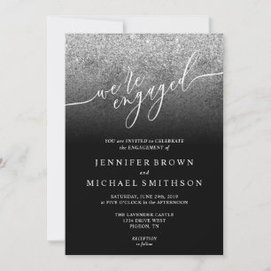 Glitter Silver SPARKle Signature Engaged Invitation
