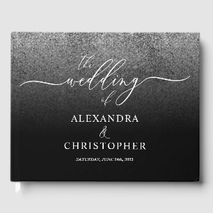 Glitter Silver SPARKling Wedding Calligraphy Guest Book