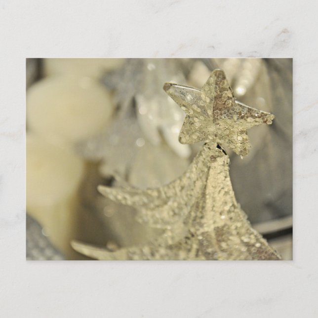Glitter silver tree ornament Christmas Holiday Postcard (Front)