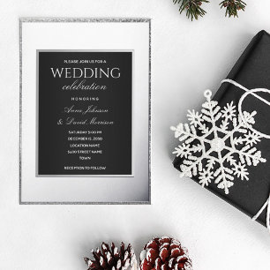 Glitter Silver Wedding Foil Invitation