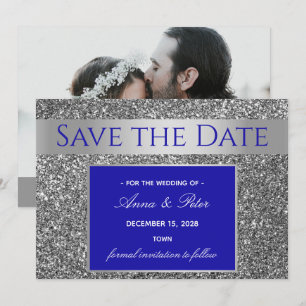 Glitter Silver Wedding Save The Date