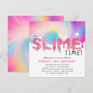 Glitter Slime Birthday Party Invitation