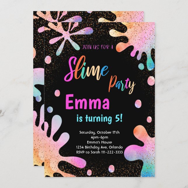 Glitter Slime Party Birthday Invitation (Front/Back)