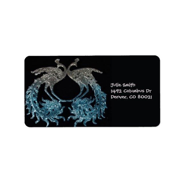 Glitter Sliver and Blue Peacock Label (Front)