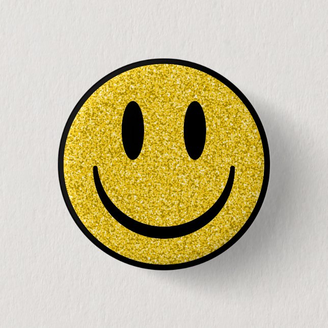 Glitter Smile Face 1 Inch Round Button (Front)
