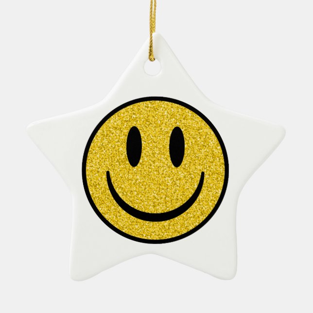 Glitter Smile Face Ceramic Ornament (Front)