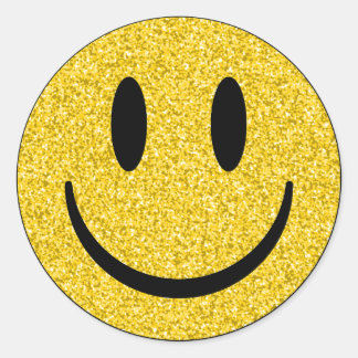 Glitter Smile Face Classic Round Sticker