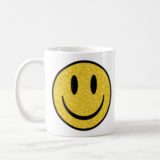 Glitter Smile Face Coffee Mug (Left)