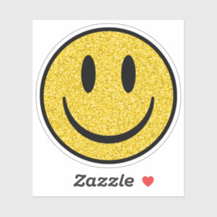 Glitter Smile Face Custom-Cut Vinyl Stickers