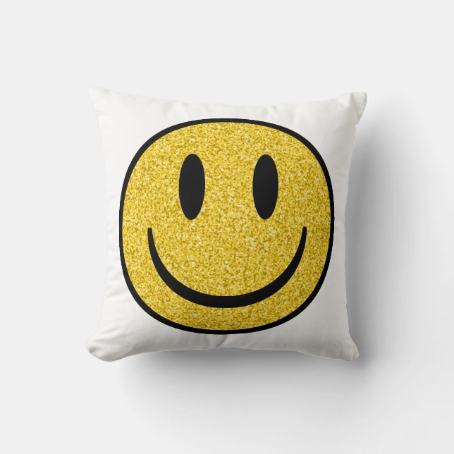 Glitter Smile Face Throw Pillow (Front)