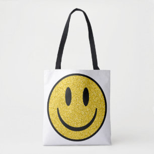 Glitter Smile Face Tote Bag