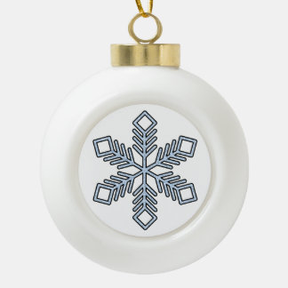 Glitter Snowflake - Baby Blue Branches Ceramic Ball Christmas Ornament