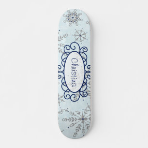 Glitter Snowflake Mini Skateboard