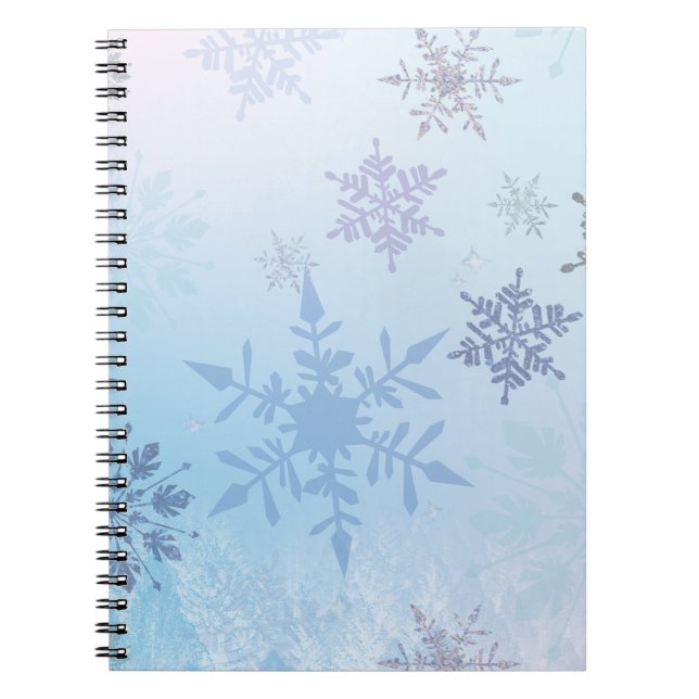 Glitter Snowflake Snowy Mountain Winter Notebook (Front)
