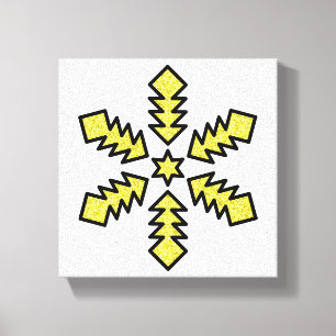 Glitter Snowflake - Yellow Star Canvas Print