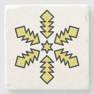 Glitter Snowflake - Yellow Star Stone Coaster