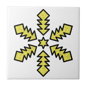 Glitter Snowflake - Yellow Star Tile