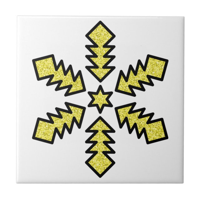Glitter Snowflake - Yellow Star Tile (Front)