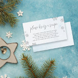 Glitter Snowflakes Bring a Recipe Bridal Shower Enclosure Card<br><div class="desc">Encourage your guests to share their culinary delights with our bridal shower enclosure card. "Please Bring a Recipe" in chic script,  surrounded by faux silver glitter snowflakes,  adds a touch of elegance to your event. The pastel blue watercolor background ties it all together.</div>