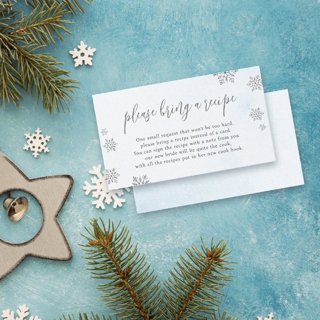 Glitter Snowflakes Bring a Recipe Bridal Shower Enclosure Card (Creator Uploaded)