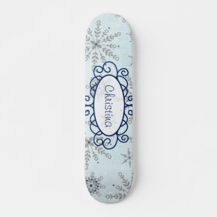Glitter Snowflakes Old School Skateboard