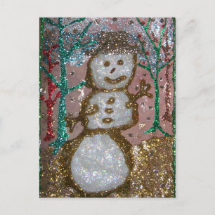 Glitter Snowman 3D Collage Holiday Postcard