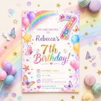 Glitter Sparkle 7th Birthday Girls Rainbow Party