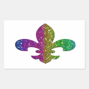 Glitter Sparkle Fleur De Lis Multi Colour add name Sticker