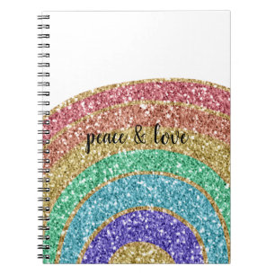 Glitter Sparkle Gold Rainbow personalized Notebook