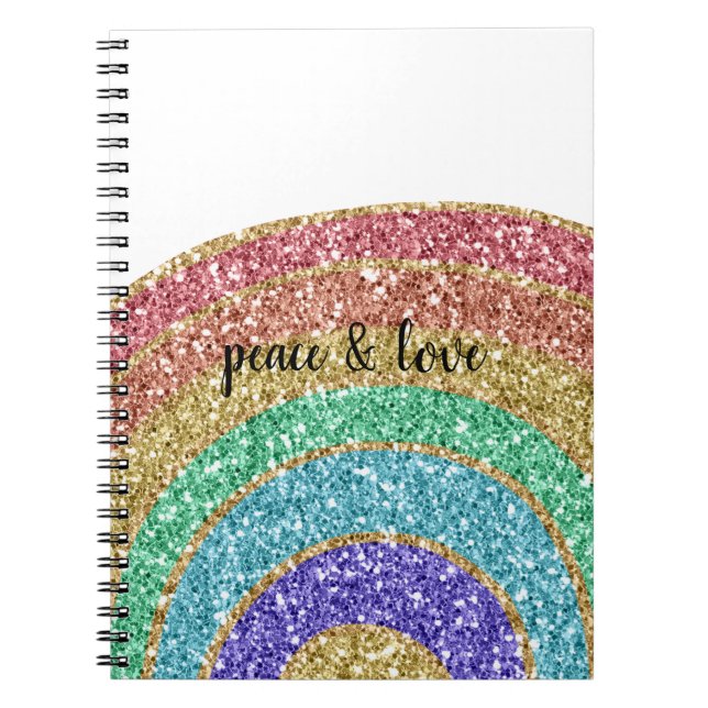 Glitter Sparkle Gold Rainbow personalized Notebook (Front)