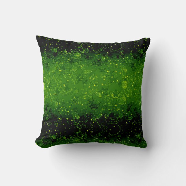 Glitter sparkle seamless confetti green shine dark throw pillow (Front)