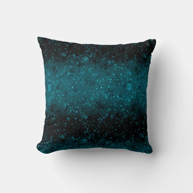 Glitter sparkle seamless confetti turquoise shine throw pillow (Front)