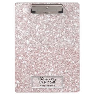 Glitter Sparkle White Stripes Modern Personalized Clipboard