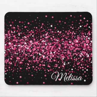 Glitter sparkles pink black glamourous design mouse pad