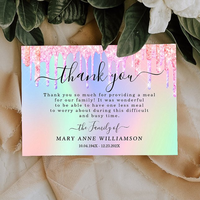 Glitter Sparkly Funeral Food Thank You Card (Creator Uploaded)