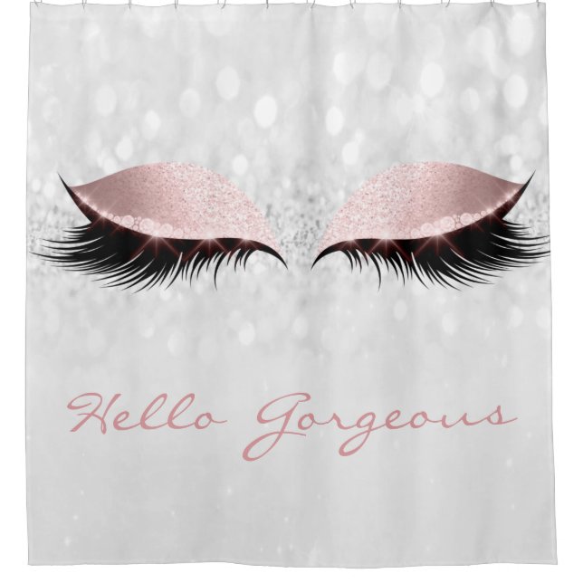 Glitter Sparkly Hello Gorgeous Grey Pink Girly Eye (Front)
