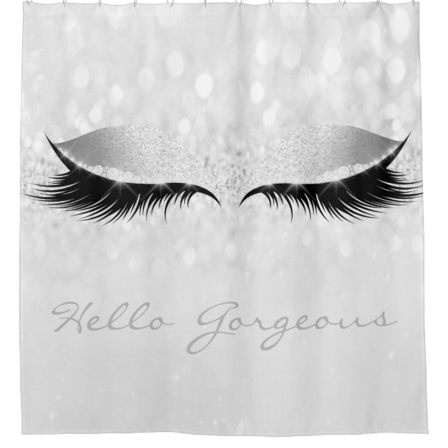 Glitter Sparkly Hello Gorgeous Grey Silver  Eyes (Front)