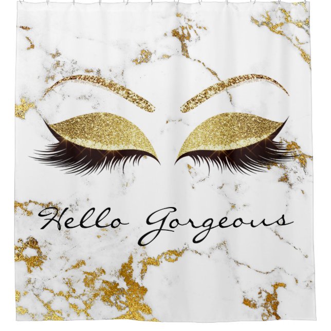 Glitter Sparkly Hello Gorgeous Marble Gold Eyes (Front)