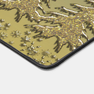 Glitter Spruce trees, snowflakes, starry night sky Desk Mat