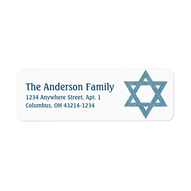Glitter Star of David Hanukkah Address Labels d2 (Front)